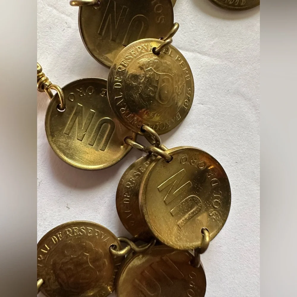 1975 Copper Coin Belt ( Peruvian vintage coin )‎